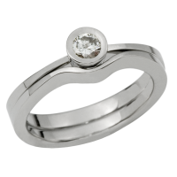 14K WHITE GOLD RING AND BAND WITH DIAMOND