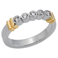 14K YELLOW AND WHITE GOLD HALF ETERNITY BAND WITH DIAMONDS