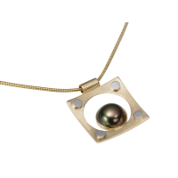 14K YELLOW AND WHITE GOLD PENDANT WITH TAHITIAN PEARL 